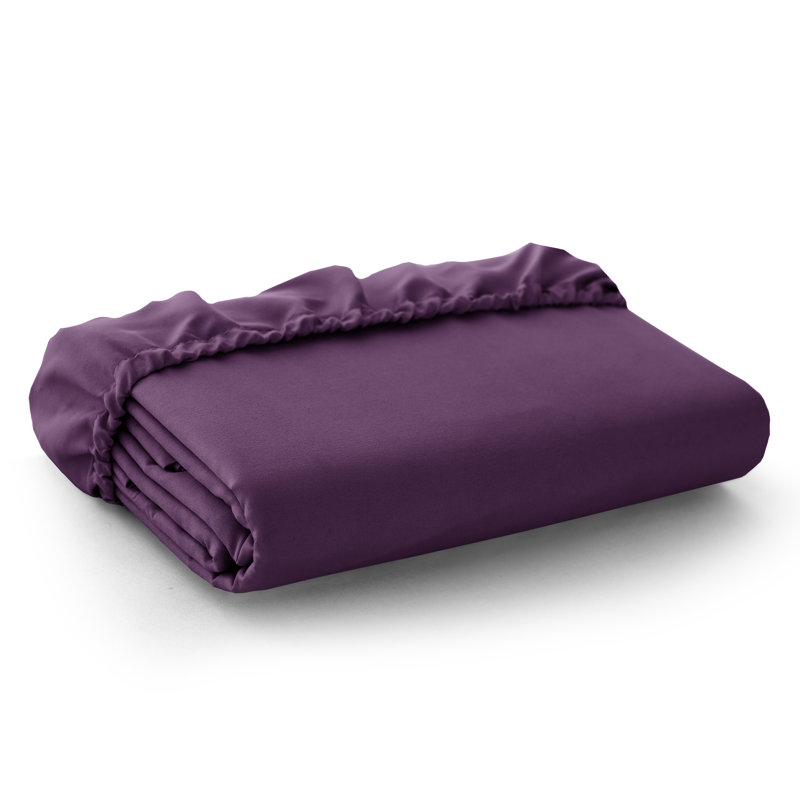 Lux Decor Soft Microfiber Bottom Sheets Upto 16 Inches Deep Pocket Fitted Sheet, Queen, Purple