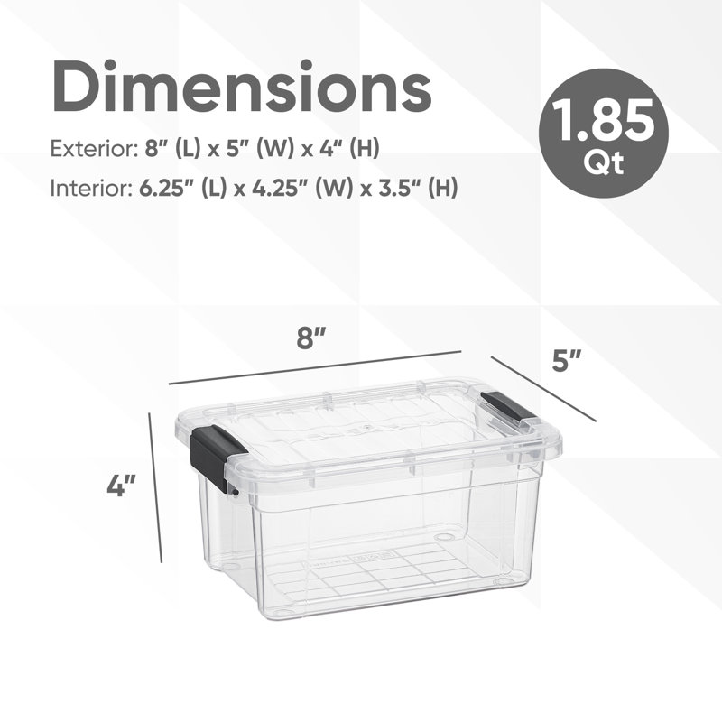  Mini bac de rangement transparent avec couvercle, 1,85 pte Boîte de rangement en plastique pour la maison, paquet de 6
