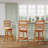 30" Bar Height X-Back Swivel Stool, Natural Finish, Beige Fabric Seat-3364889-3364894