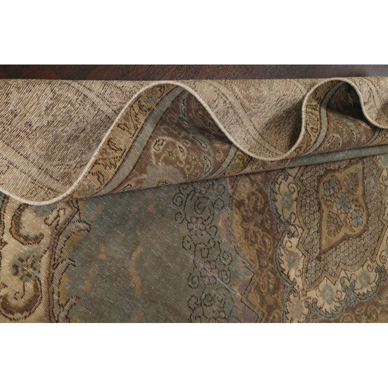 Tapis persan traditionnel patiné Tabriz 9 x 13