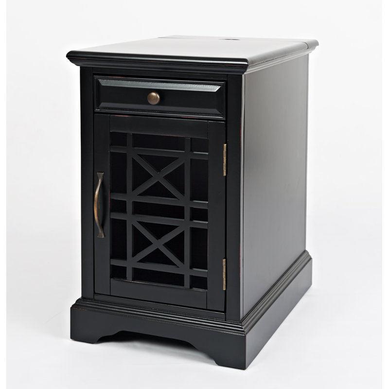 USB Charging Accent Cabinet, Antique Black
