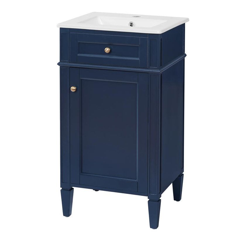 Meuble-lavabo élégant à fermeture douce, Bleu