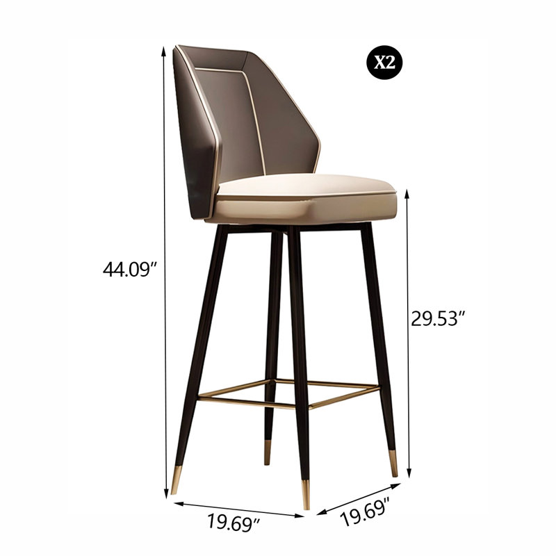 Tabouret de bar 44,09 po H-Gray, Gris, Tabouret pour bar avec une hauteur d'assise de 29,