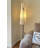 Mid-century style floor lamp with hardware structure, fabric and PVC elements