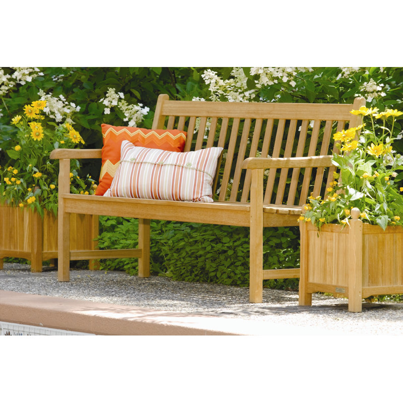 Classic Outdoor Teak Bench, 35" H x 48.5" W x 26.5" D, Natural