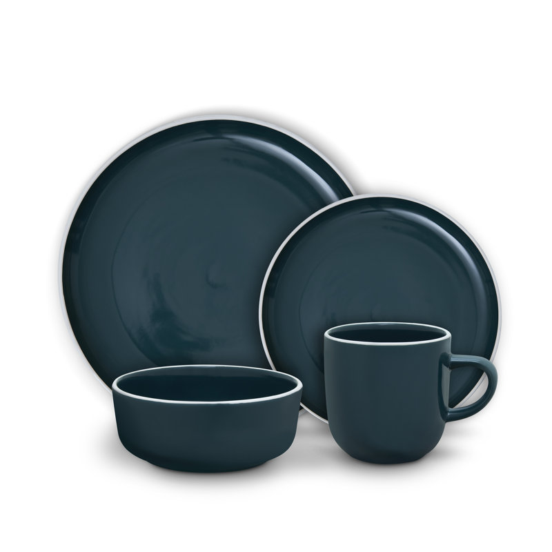Stoneware Dinnerware Set 16 Piece - Service for 4, Teal