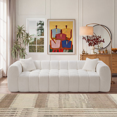 102.7" Oversized Marshmallow Cloud Compressed Sofa, Modern Soft Boucle Couch with Two Cushions