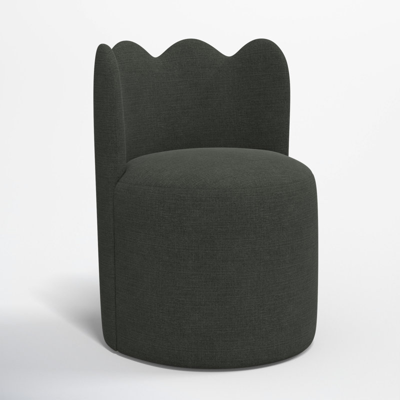 Wavy Back Dining Chair, Classic Black Linen