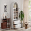 Grand garde-manger arqué de 71 po avec 2 grands tiroirs, armoires de cuisine de campagne moderne avec tablettes réglables, porte vitrée, armoire en bois polyvalente pour la cuisine, salle à manger, blanc-129455327