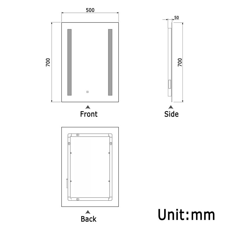 Buckhalter Rectangle Mirror, 70cm x 50cm