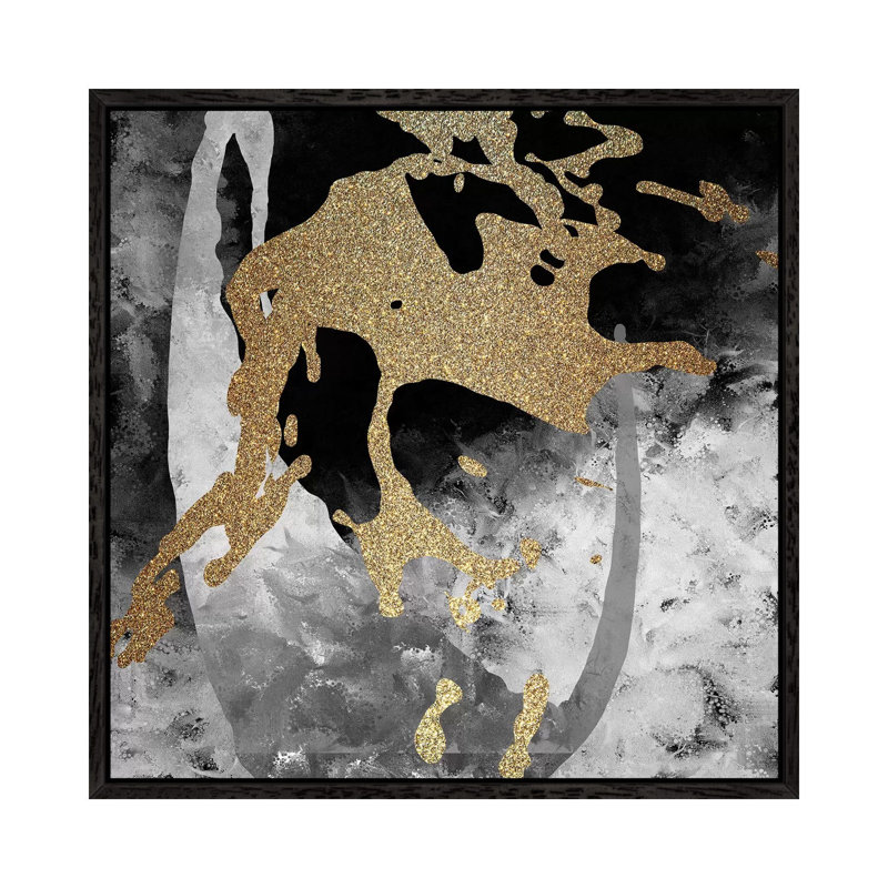 Gold Splash II by Kimberly Allen - Print on Canvas, 45.72cm H x 45.72cm W x 3.81cm D, Black Framed