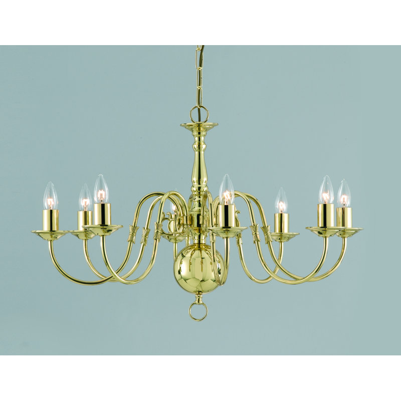 Roosevelt 8 - Light Geometric Chandelier, Polished Brass