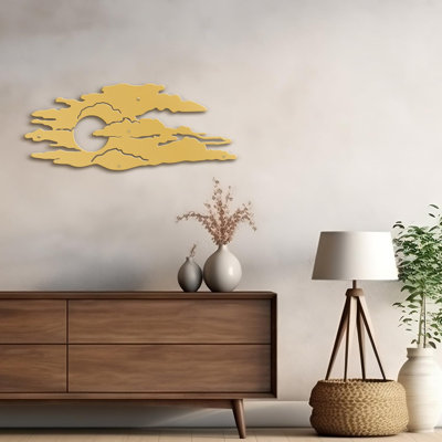 Abstract Clouds and Moon Decor Modern Abstract Wall Accent Sculpture Hanging Decoration Metal Wall Decor