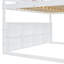 Lit mezzanine en bois pleine grandeur en forme de maison avec tente, blanc et rose