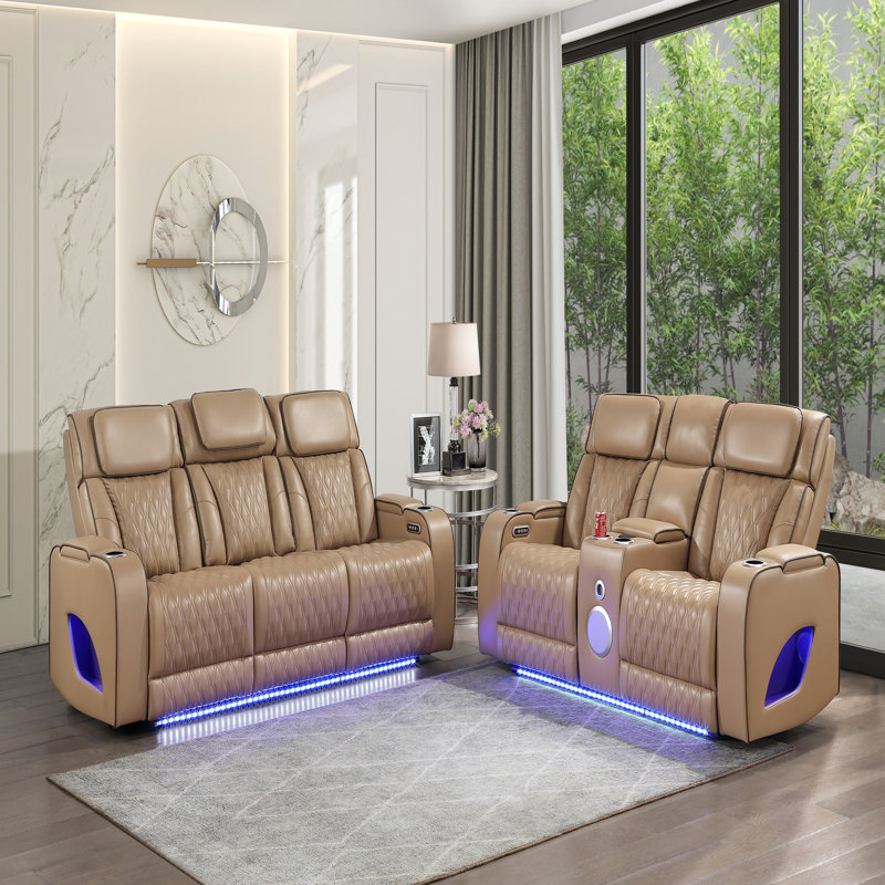Ensemble de canapé et de causeuse inclinable électrique 2 pièces Fortuner
