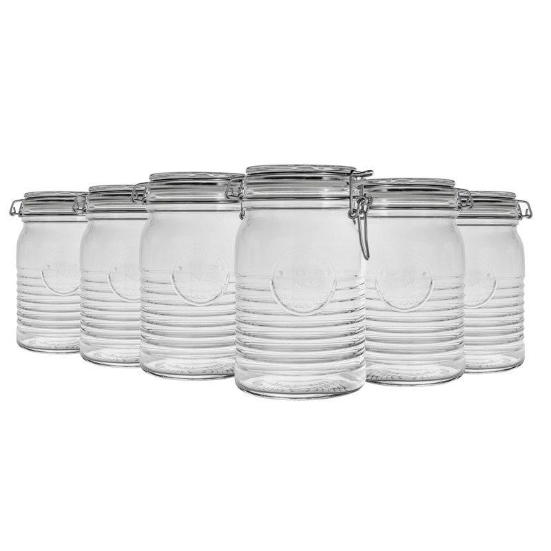 Officina 1825 Glass Storage Jars, 16.4cm H x 11.1cm W x 11.1cm D