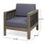 Fauteuil club d'extérieur en bois d'acacia avec accents en osier