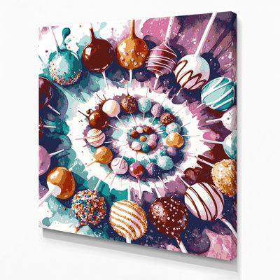 Desserts Cake pops Pink Canvas Wall Art