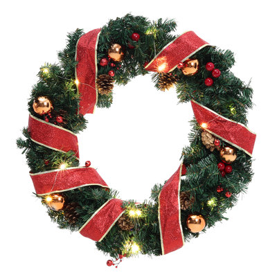 Faux Lighted Plastic Wreath
