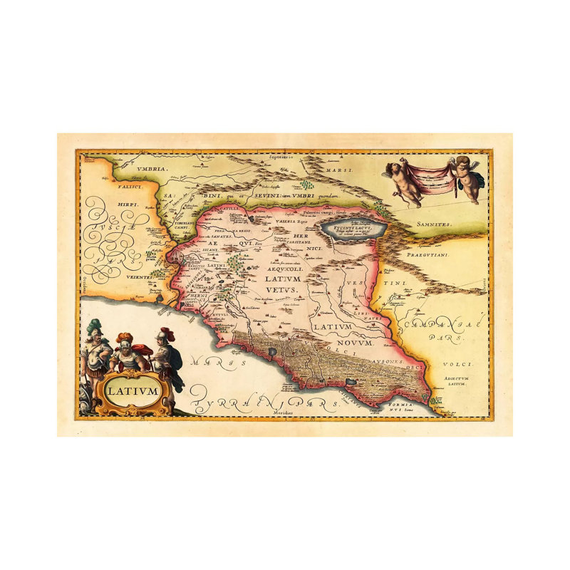 Antique Map of Lazio (Latium) (1949-1960)s 1 Piece Wrapped Canvas Painting, 101.6 cm H x 66.04 cm W x 3.175 cm D