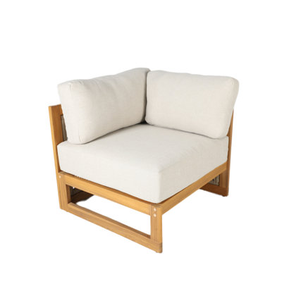 Canapé central d'extérieur en bois d'acacia avec coussins