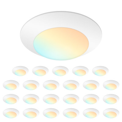 24 Pack 6 Inch LED Disk Lights,Dimmable Flush Mount Ceiling Lights, 5CCT, 90CRI, Low Profile Surface Mount Ceiling Lights for Bathroom,Bedroom