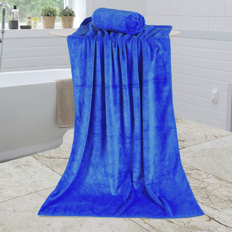 Ensemble de serviettes de bain en polyester 2 pièces Soft, Bleu foncé