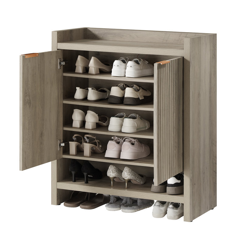 Armoire de rangement à chaussures 24 paires Nicolee, Chêne grège