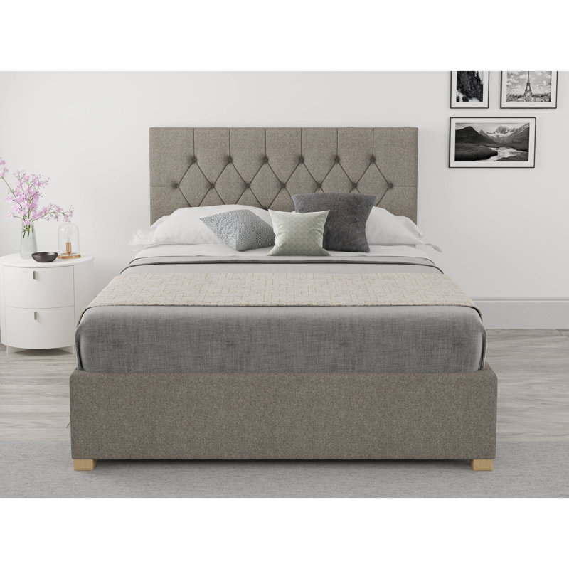 Swanley Upholstered Ottoman Storage Bed, Small Double (4'), Grey