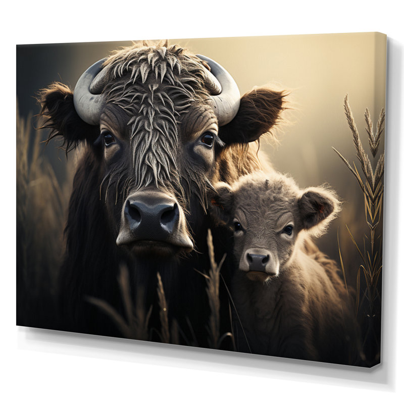 " Brown Buffalo Gentle Guardians ", Wrapped Canvas, 24" H x 32" W x 1" D