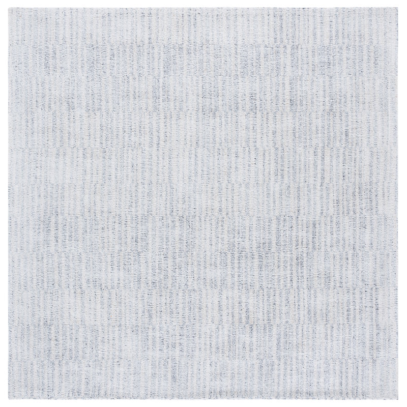 Lashe 901 Hand Tufted Cotton/Polyester Abstract Indoor Use Only Rug in Navy/Ivory, Square 6'