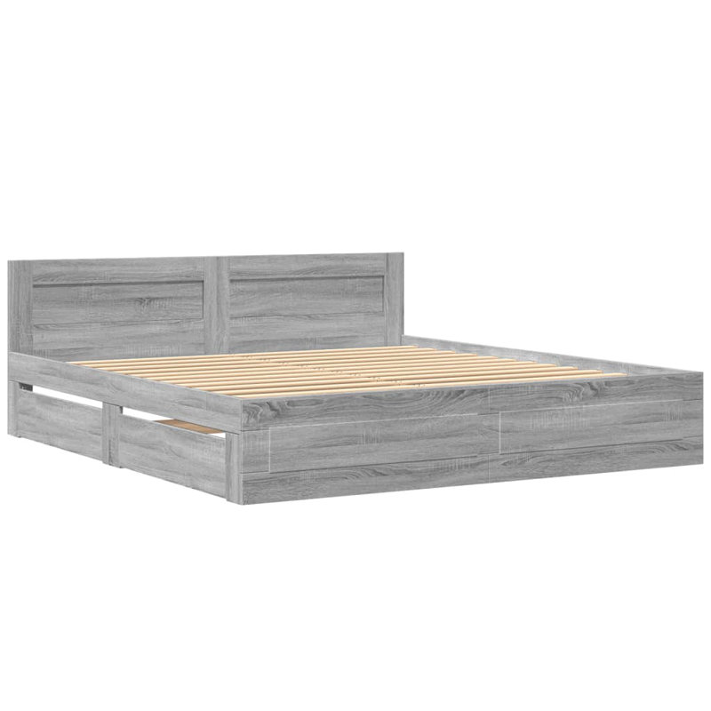 Storage Bed, Grey Sonoma, Super King (6')