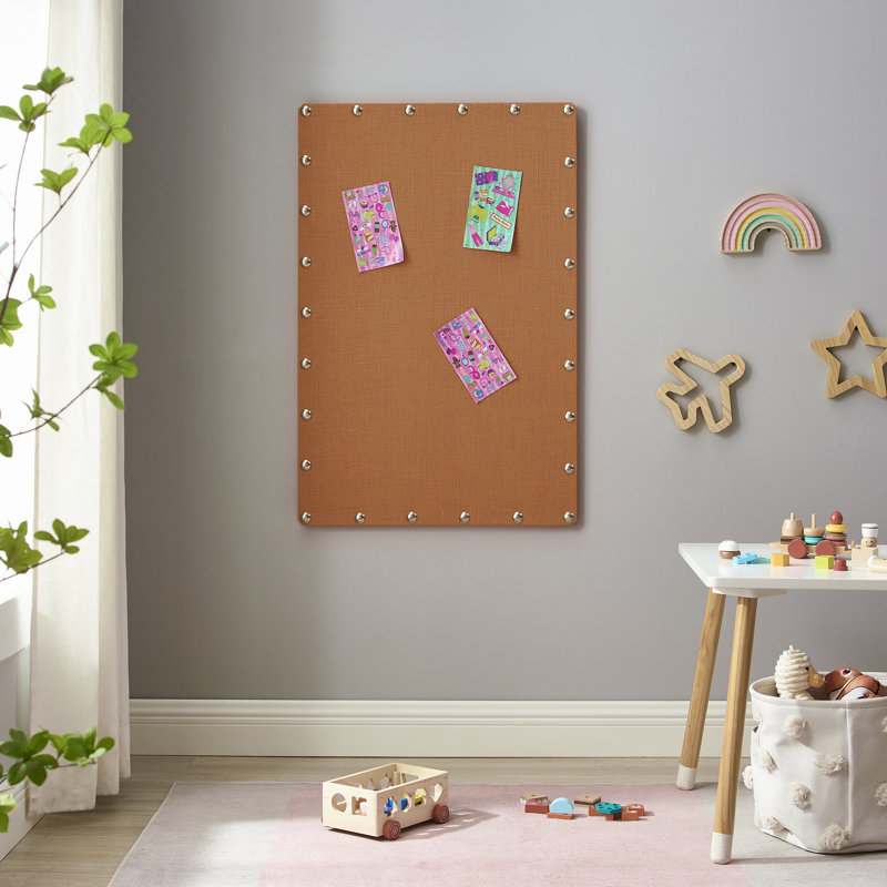 Magness Wall Mounted Burlap Bulletin Board, Orange