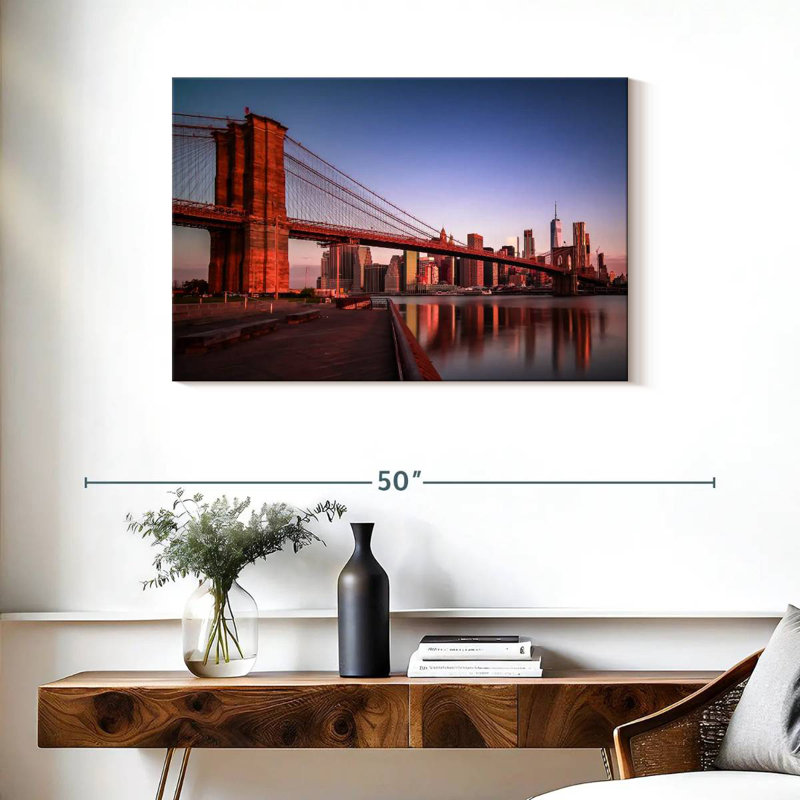Lilie Brooklyn Bridge au lever du soleil, H 24 po x l 36 po
