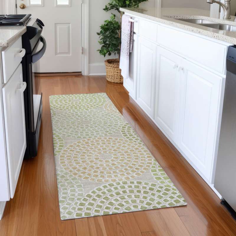Premium Machine Washable Prisco Aloe Rug, Runner 2'3" x 7'6"