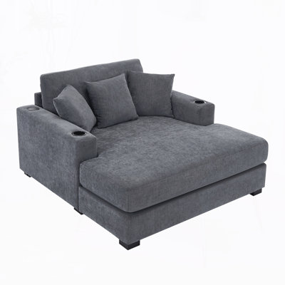 55" Modern Chaise Lounger with Pillows