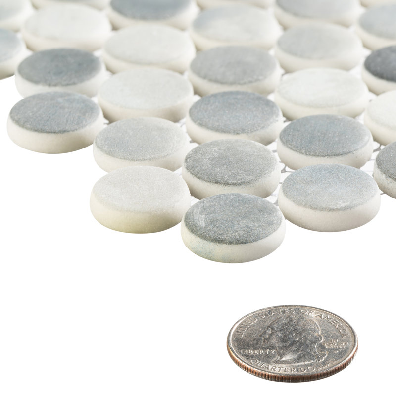Pixie 3/4 in. Penny Glass Mosaic Wall Tile, Charbon