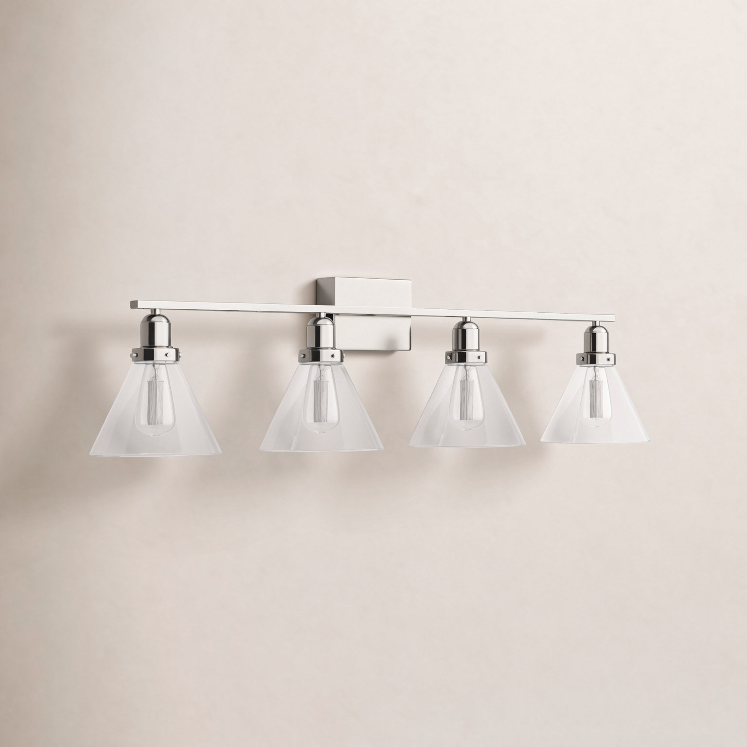 Catalina 4 Light Dimmable Bath Sconce, Polished Nickel
