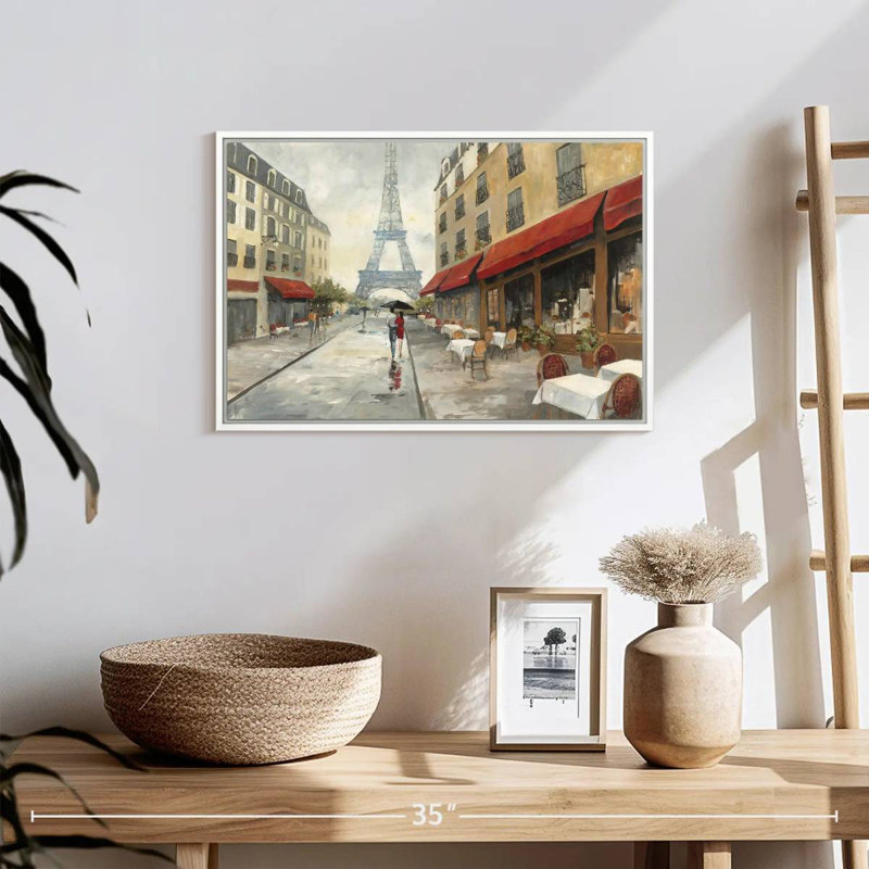 Le matin à Paris, Cadre flottant blanc, 19 po x 13 po