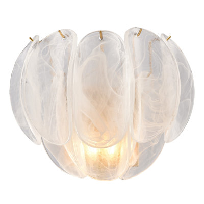 11.5" Chateau Sconce in Satin Brass with Curved Arctic Mist Glass