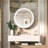 Gervon Lighted Surface Framed Round Medicine Cabinet Mirror Adjustable Shelf & AC Outlets-560910734-572611019