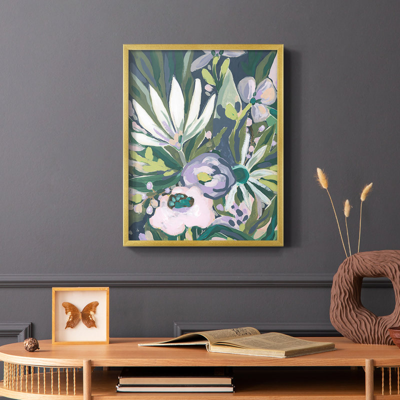 «Purple Jungle Garden I», reproduction encadrée - bois massif, H 14 po x l 11 po