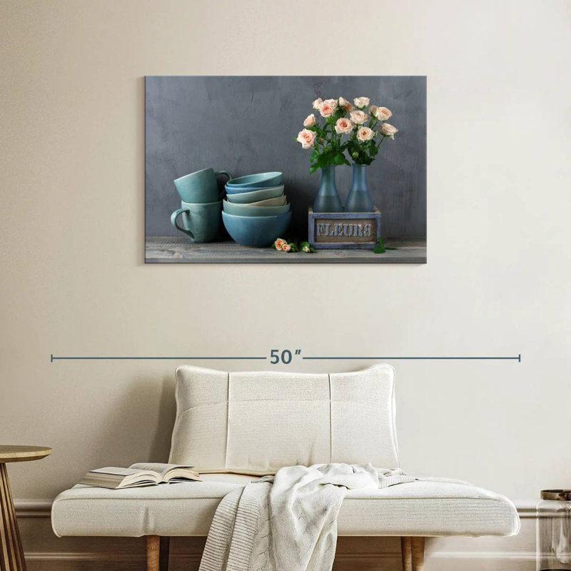 Senne Rustic Blue Ceramics, 24" H x 36" W