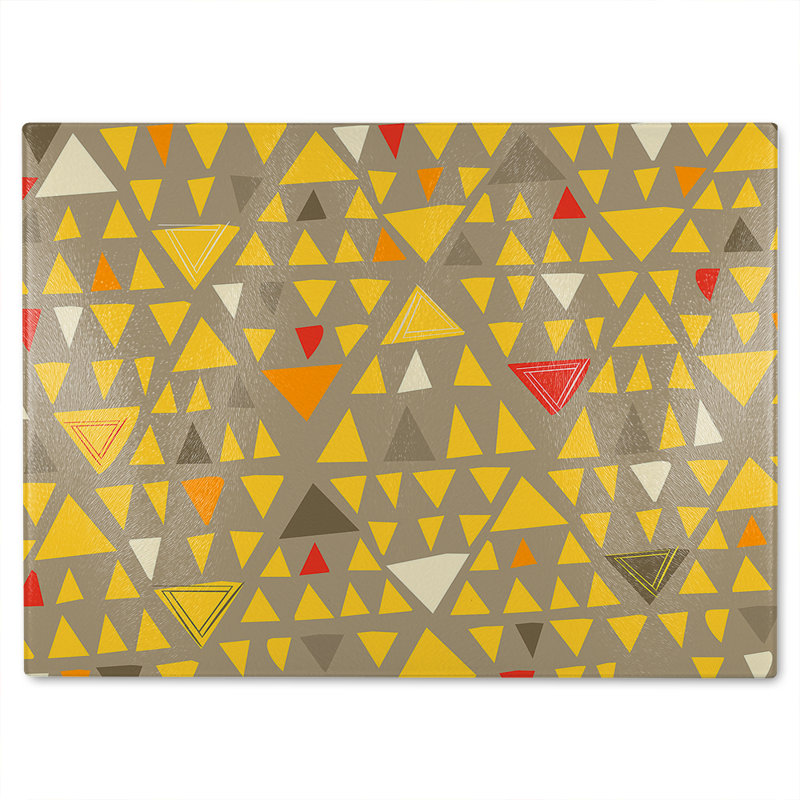 Geometric Triangles Glass Chopping Board, 40cm L x 28cm W
