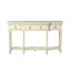 Console Traditional Traditional avec 3 tiroirs à fermeture en douceur et tablette inférieure, structure en bois massif, pieds romains tournés, poignées en cuivre rétro, blanc