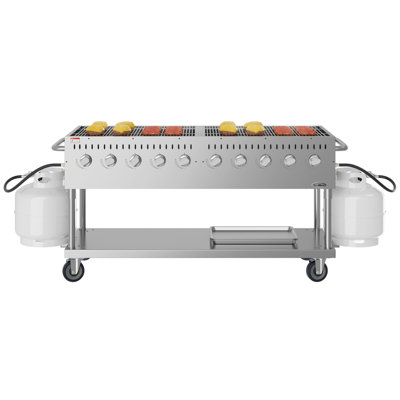 72 in. Commercial Mobile Outdoor Propane Gas Grill, ETL Listed in Stainless-Steel (KM-CGM-72)