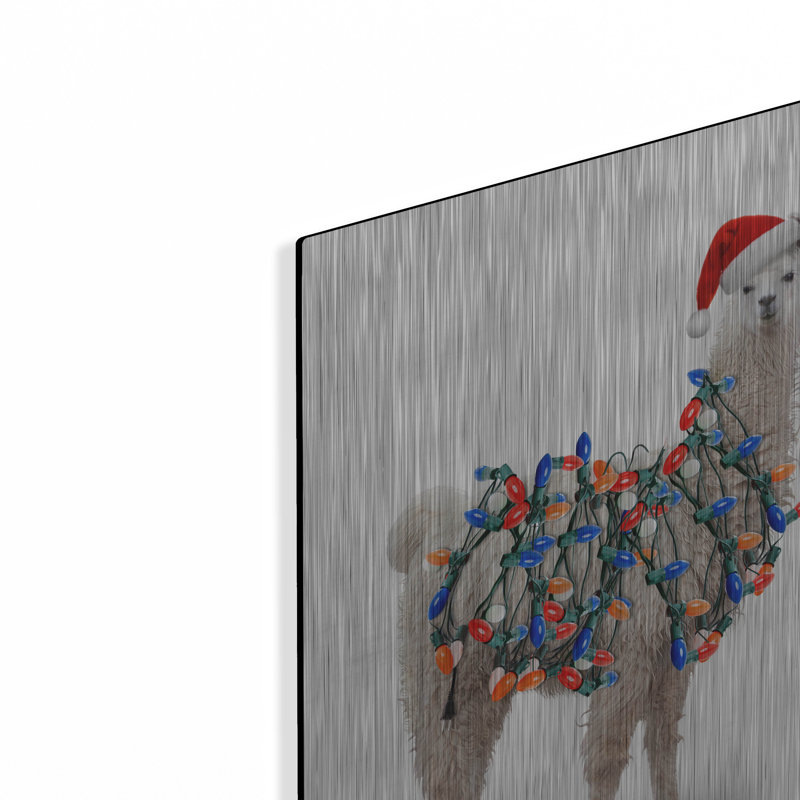  «Christmas Llama with Lights» par John Hovenstine, art mural en métal, 12 po x 16 po, H 16 po x l 12 po