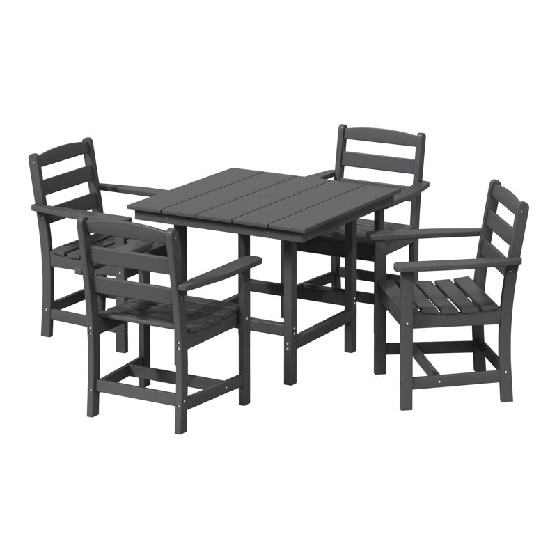 5-Piece Arm Chair Dining Set, Gray