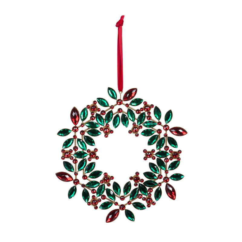 Ornement couronne de poinsettias et de houx Connecticut