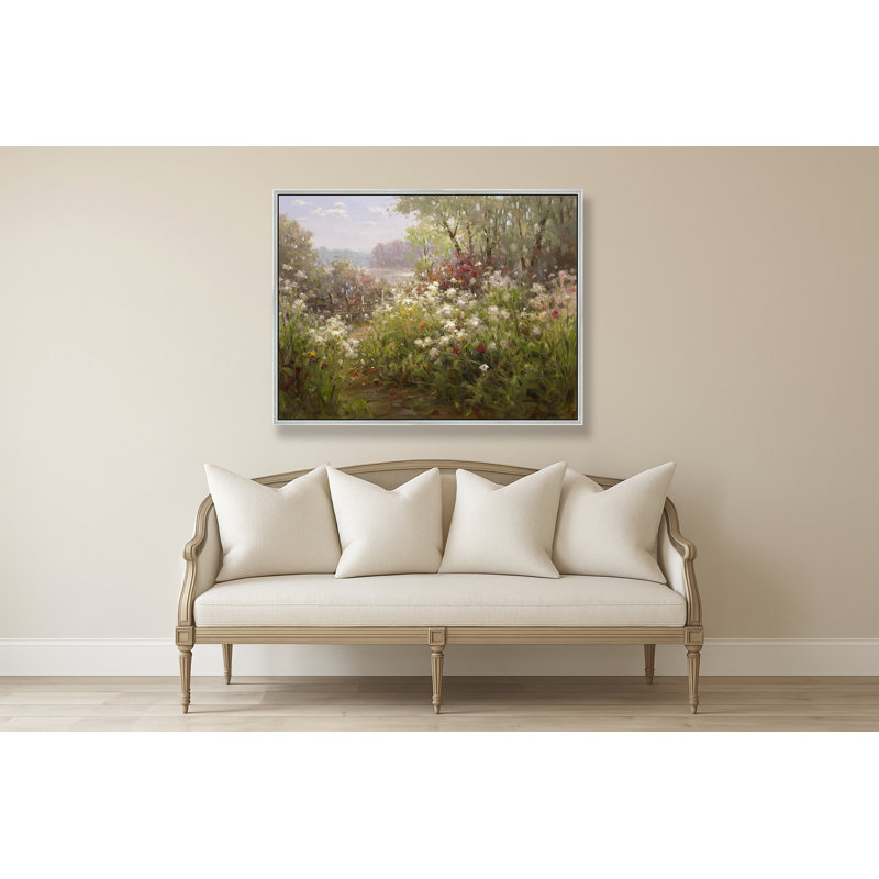 Wildflowers By The Fence Print, Silver, 50" H x 74" W
